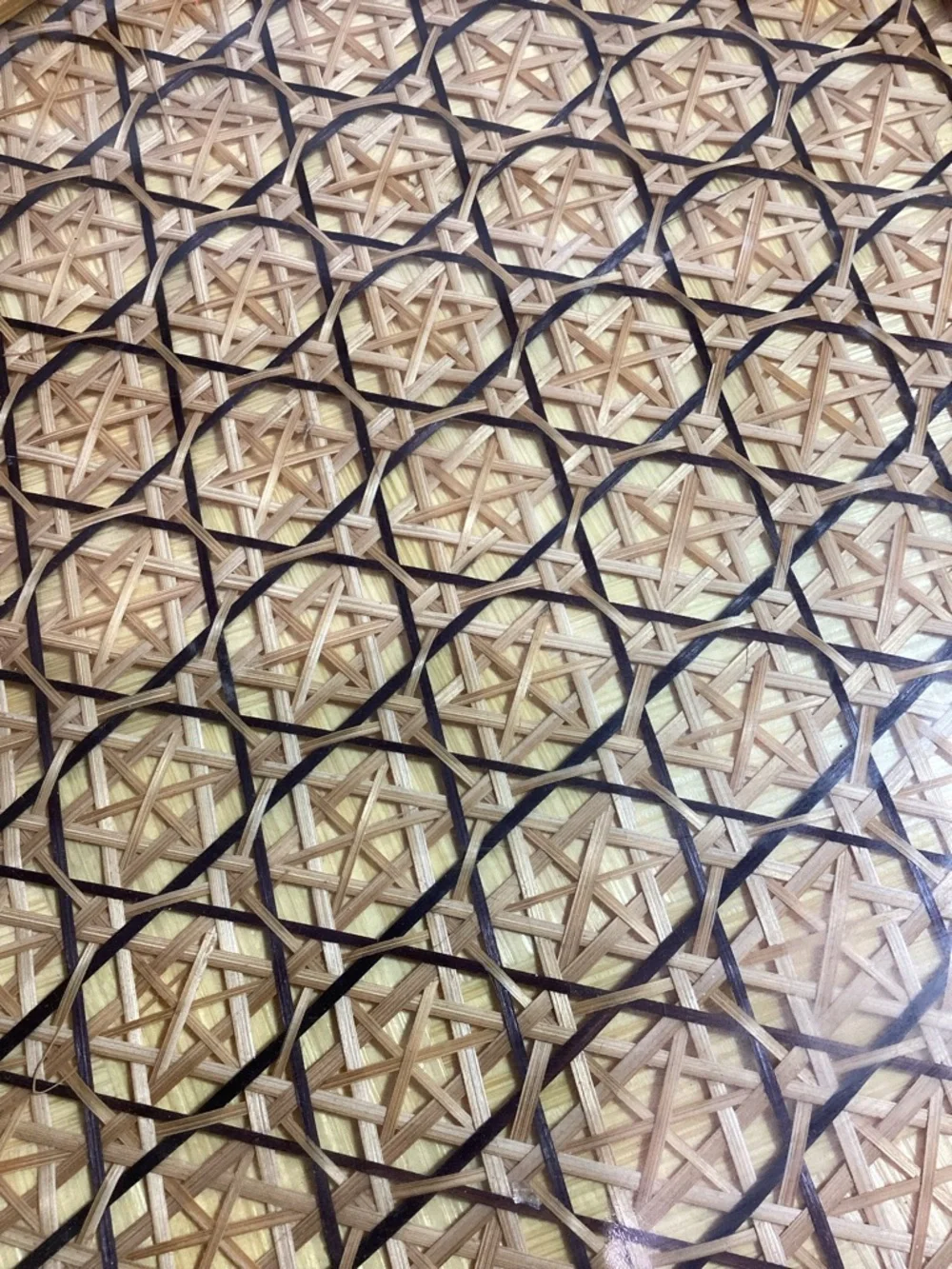 Woven Rattan Serving Tray Set Star of David Pattern Matching Coasters